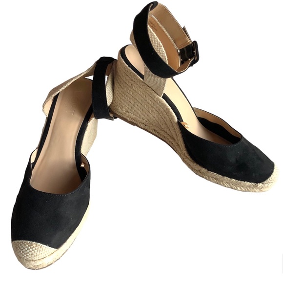 Women’s LOFT Outlet Black Espadrille Wedge Heels – Size 9 - Picture 3 of 7